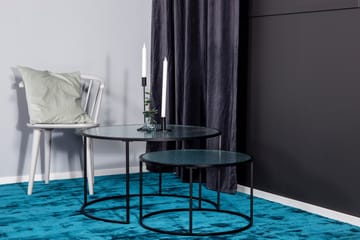 Twin Settbord 80 cm Rundt 2 Bord - Glas/Sort - Møbler - Bord - Sofabord & salongbord