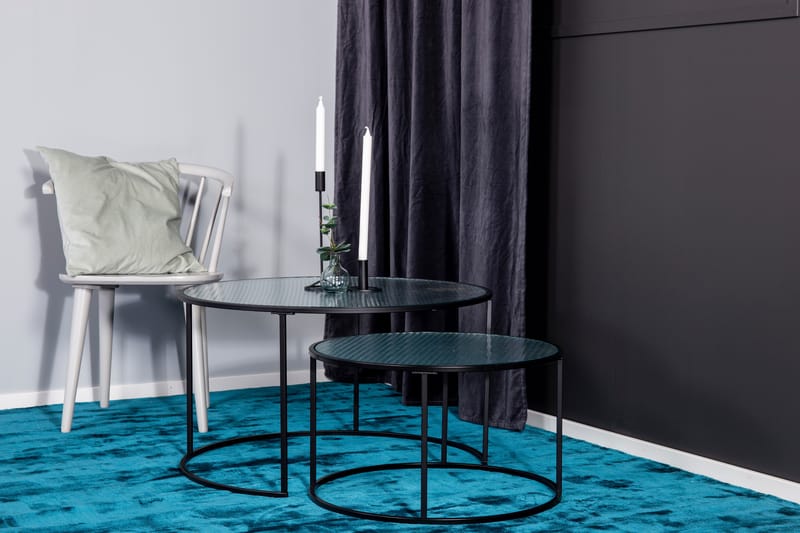 Twin Settbord 80 cm Rundt 2 Bord - Glas/Sort - Møbler - Bord - Sofabord & salongbord