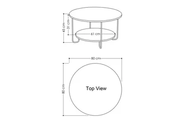 Ullavi Sofabord 80 cm Rundt med Oppbevaring Hylle - Hvit/Svart - Møbler - Bord - Sofabord & salongbord - Sofabord med oppbevaring