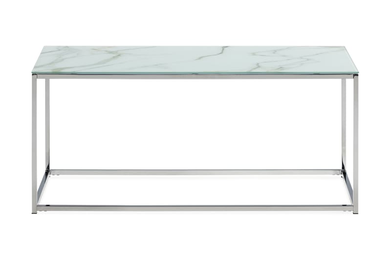 Sofabord Valeria 100 cm Marmormønster - Glass/Hvit/Krom - Marmorbord - Sofabord & salongbord