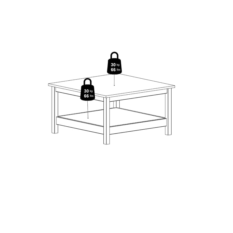Vallvidera 81 cm Firkantet Sofabord med Oppbevaring i Malt Tre - Hvit - Møbler - Bord - Sofabord & salongbord - Sofabord med oppbevaring