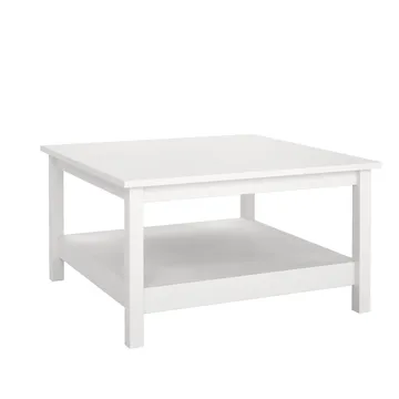 Vallvidera 81 cm Firkantet Sofabord med Oppbevaring i Malt Tre - Hvit - Møbler - Bord - Sofabord & salongbord - Sofabord med oppbevaring