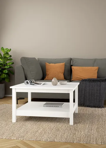 Vallvidera 81 cm Firkantet Sofabord med Oppbevaring i Malt Tre - Hvit - Møbler - Bord - Sofabord & salongbord - Sofabord med oppbevaring