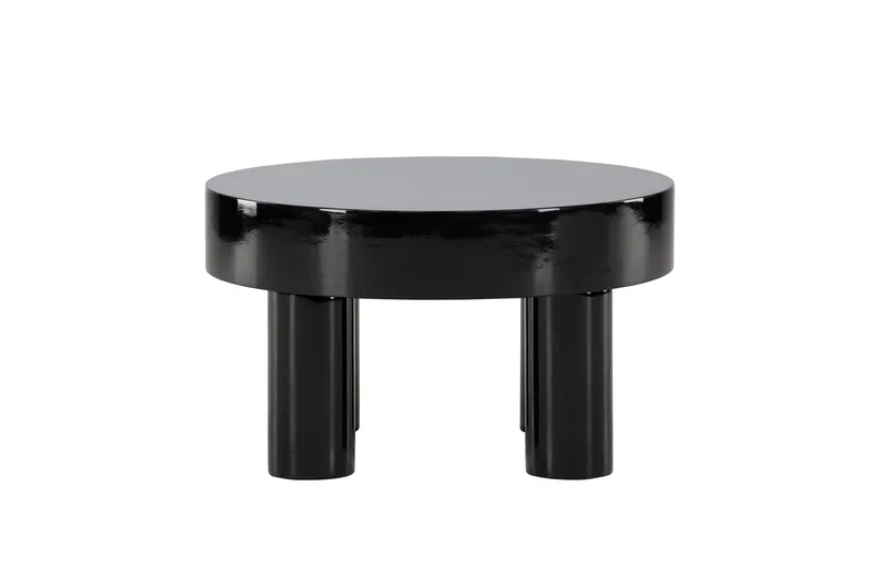 Varberg 60 cm Rundt Sofabord i Tre med Chunky Ben, Sort