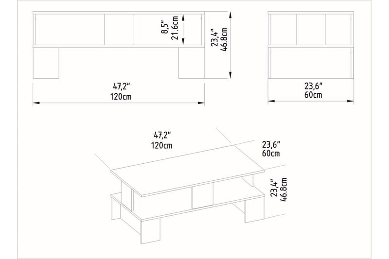 Velenje Sofabord 120 cm - Natur/Mørkebrun - Møbler - Bord - Sofabord & salongbord - Sofabord med oppbevaring