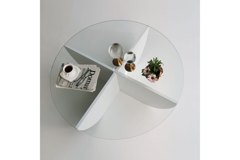 Vellavie Sofabord 90x30x90 cm Rundt - Hvit - Møbler - Bord - Sofabord & salongbord