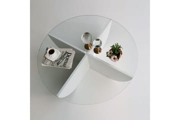 Vellavie Sofabord 90x30x90 cm Rundt - Hvit - Møbler - Bord - Sofabord & salongbord