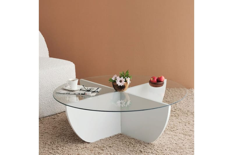 Vellavie Sofabord 90x30x90 cm Rundt - Hvit - Møbler - Bord - Sofabord & salongbord
