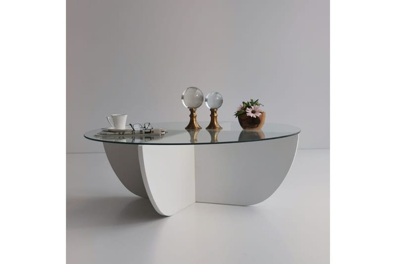 Vellavie Sofabord 90x30x90 cm Rundt - Hvit - Møbler - Bord - Sofabord & salongbord