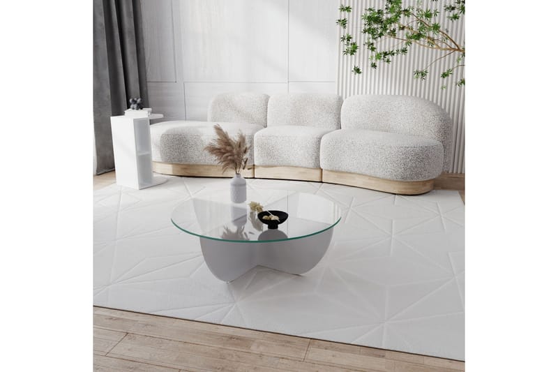 Vellavie Sofabord 90x30x90 cm Rundt - Hvit - Møbler - Bord - Sofabord & salongbord