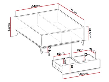 Vemdalen Sofabord 104 cm - Brun med svarte ben - Møbler - Bord - Sofabord & salongbord - Sofabord med oppbevaring