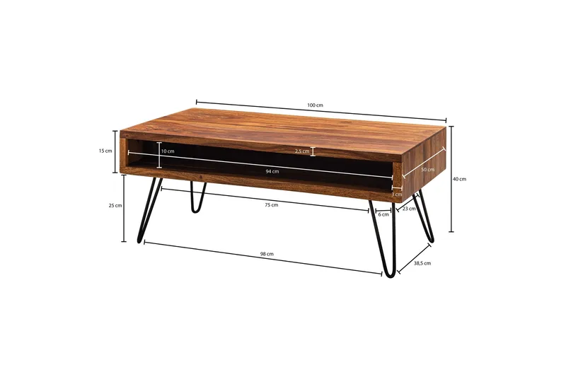 Virworthy Sofabord 100 cm - Massivt Tre/Svart - Møbler - Bord - Sofabord & salongbord