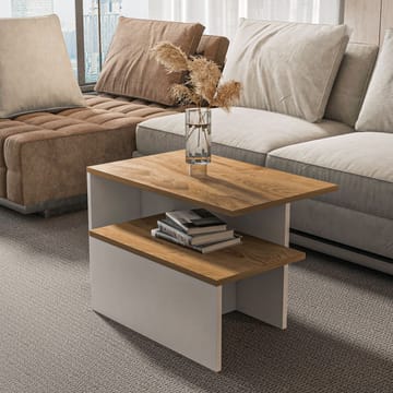 Vumira Sett med bord 2 deler 72 cm - Eik og hvit - Møbler - Bord - Sofabord & salongbord - Kistebord