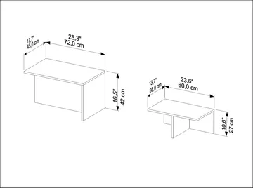 Vumira Sett med bord 2 deler 72 cm - taupe og eik - Møbler - Bord - Sofabord & salongbord - Kistebord