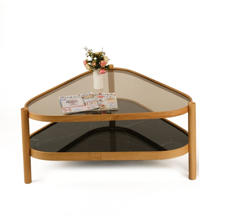 Sofabord Wallxpert Nesta (95 x 48 x 95 cm) Eik Svart Marmor - Eiketre og svart marmormønster - Møbler - Bord - Marmorbord