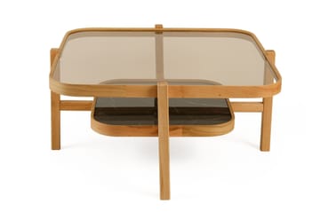 Sofabord Wallxpert Olimpus (90 x 48 x 90 cm) Eik Svart Marmor - Eik og svart marmor - Møbler - Bord - Marmorbord