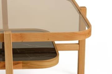Sofabord Wallxpert Olimpus (90 x 48 x 90 cm) Eik Svart Marmor - Eik og svart marmor - Møbler - Bord - Marmorbord