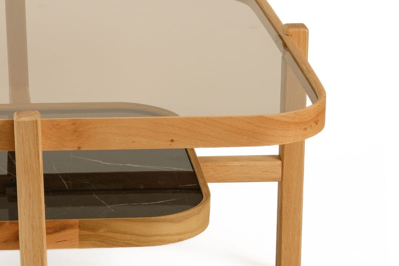 Sofabord Wallxpert Olimpus (90 x 48 x 90 cm) Eik Svart Marmor - Eik og svart marmor - Møbler - Bord - Marmorbord