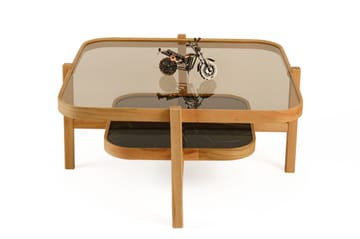 Sofabord Wallxpert Olimpus (90 x 48 x 90 cm) Eik Svart Marmor - Eik og svart marmor - Møbler - Bord - Marmorbord