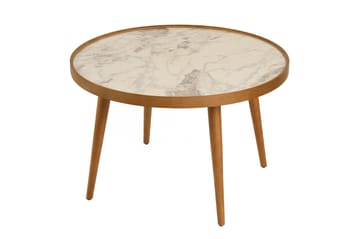 Sofabord Wallxpert Polen (80 x 48 x 80 cm) Valnøtt Hvit Marmor - Valnøtt og hvit marmor - Møbler - Bord - Marmorbord
