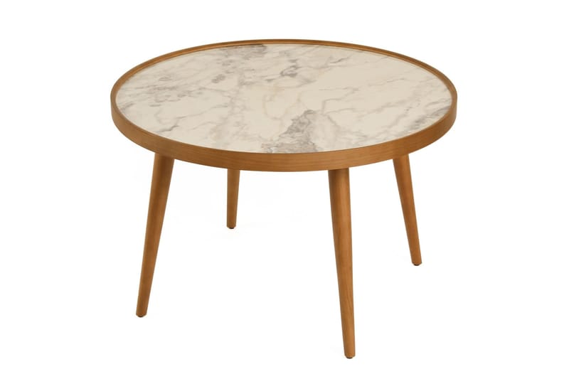 Sofabord Wallxpert Polen (80 x 48 x 80 cm) Valnøtt Hvit Marmor - Valnøtt og hvit marmor - Møbler - Bord - Marmorbord