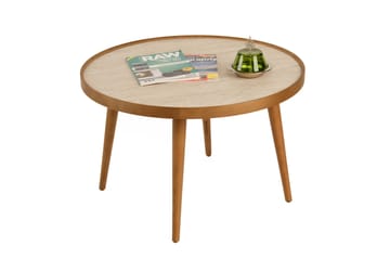 Sofabord Wallxpert Polen (80 x 48 x 80 cm) Valnøtt Travertin - Valnøtt og travertin - Møbler - Bord - Marmorbord