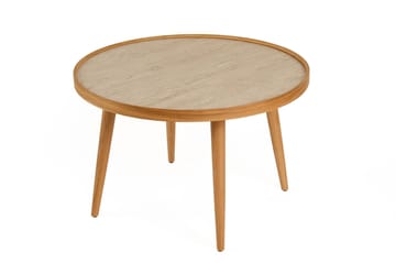 Sofabord Wallxpert Polen (80 x 48 x 80 cm) Eik Travertin - Eik og travertin - Møbler - Bord - Marmorbord