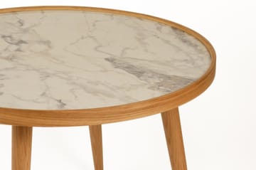 Sofabord Wallxpert Polen (80 x 48 x 80 cm) Eik Hvit Marmor - Eik og hvit marmor - Møbler - Bord - Marmorbord