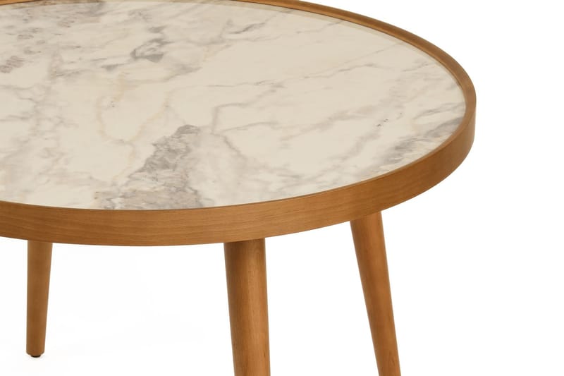Sofabord Wallxpert Polen (80 x 48 x 80 cm) Valnøtt Hvit Marmor - Valnøtt og hvit marmor - Møbler - Bord - Marmorbord