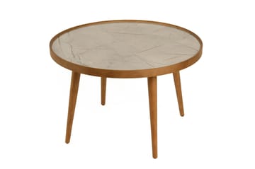 Sofabord Wallxpert Polen (80 x 48 x 80 cm) Valnøtt Grå Marmor - Valnøtt og grå marmor - Møbler - Bord - Marmorbord