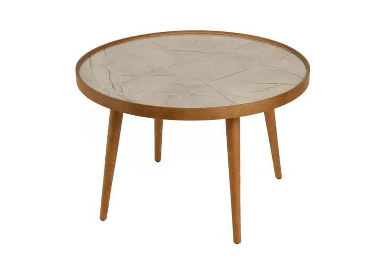 Sofabord Wallxpert Polen (80 x 48 x 80 cm) Valnøtt Grå Marmor - Valnøtt og grå marmor - Møbler - Bord - Marmorbord
