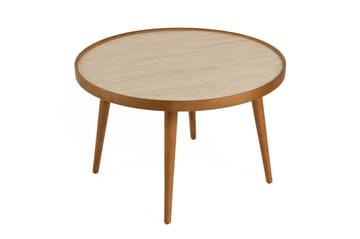 Sofabord Wallxpert Polen (80 x 48 x 80 cm) Valnøtt Travertin - Valnøtt og travertin - Møbler - Bord - Marmorbord