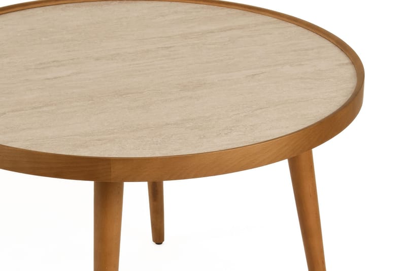 Sofabord Wallxpert Polen (80 x 48 x 80 cm) Valnøtt Travertin - Valnøtt og travertin - Møbler - Bord - Marmorbord