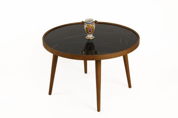 Sofabord Wallxpert Polen (80 x 48 x 80 cm) Valnøtt svart marmor - Valnøtt og svart marmor - Møbler - Bord - Marmorbord