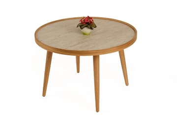Sofabord Wallxpert Polen (80 x 48 x 80 cm) Eik Travertin - Eik og travertin - Møbler - Bord - Marmorbord