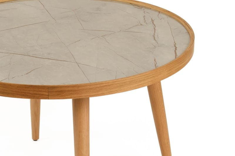Sofabord Wallxpert Polen (80 x 48 x 80 cm) Eik Grå Marmor - Eik og grå marmor - Møbler - Bord - Marmorbord