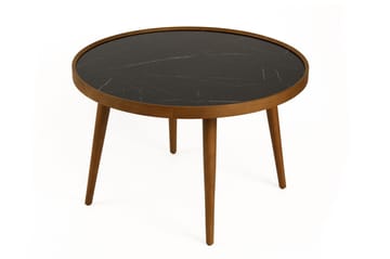 Sofabord Wallxpert Polen (80 x 48 x 80 cm) Valnøtt svart marmor - Valnøtt og svart marmor - Møbler - Bord - Marmorbord