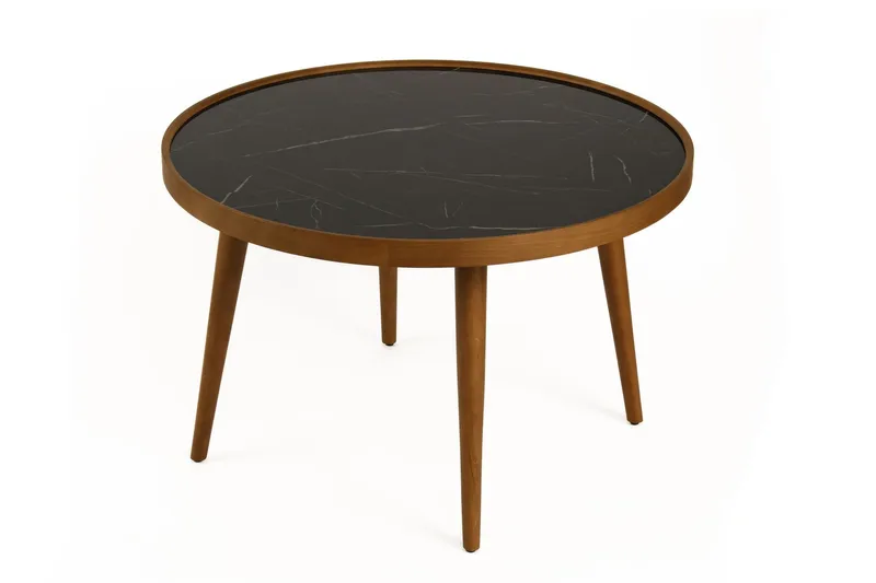 Sofabord Wallxpert Polen (80 x 48 x 80 cm) Valnøtt svart marmor - Valnøtt og svart marmor - Møbler - Bord - Marmorbord