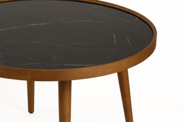 Sofabord Wallxpert Polen (80 x 48 x 80 cm) Valnøtt svart marmor - Valnøtt og svart marmor - Møbler - Bord - Marmorbord