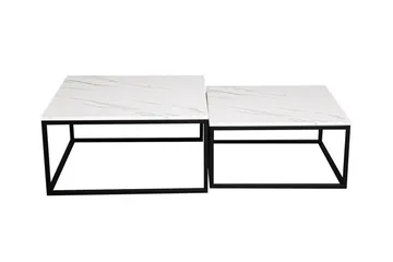 Wardner Kvadratisk Salongbord Settbord 76 cm Stablebar i Marmor - Hvit Marmor - Møbler - Bord - Sofabord & salongbord