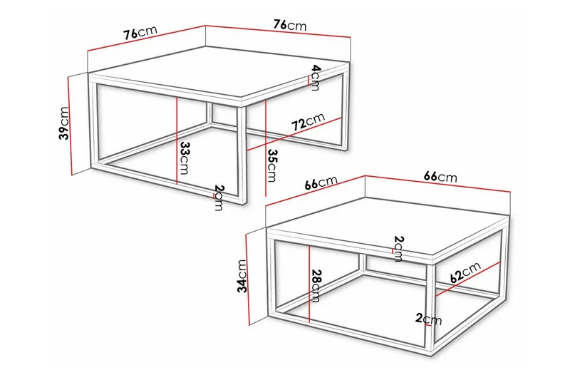 Wardner Kvadratisk Salongbord Settbord 76 cm Stablebar i Marmor - Hvit Marmor - Møbler - Bord - Sofabord & salongbord