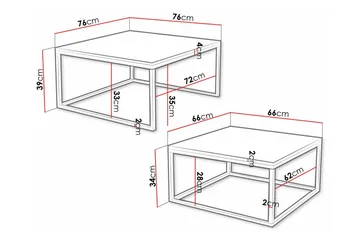 Wardner Kvadratisk Sofabord Settbord 76 cm i Eik - Beige - Møbler - Bord - Sofabord & salongbord