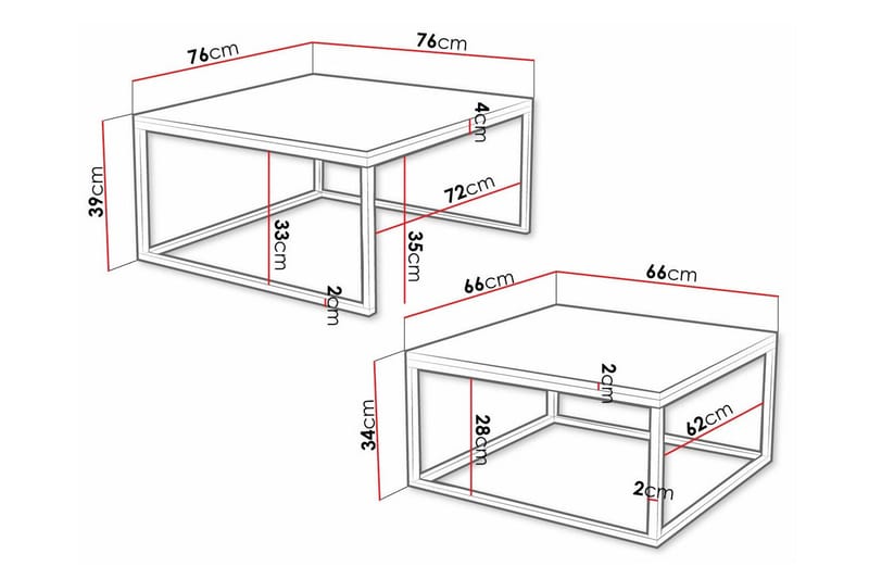Wardner Kvadratisk Sofabord Settbord 76 cm i Eik - Beige - Møbler - Bord - Sofabord & salongbord