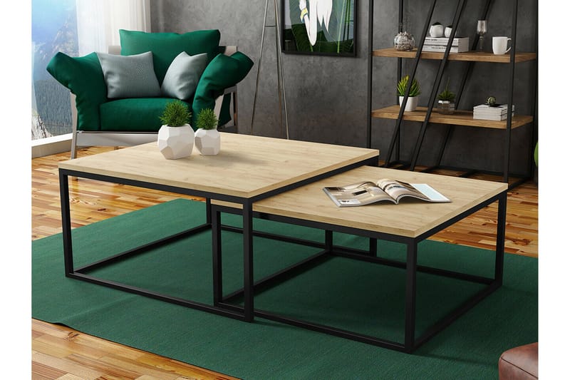 Wardner Kvadratisk Sofabord Settbord 76 cm i Eik - Beige - Møbler - Bord - Sofabord & salongbord