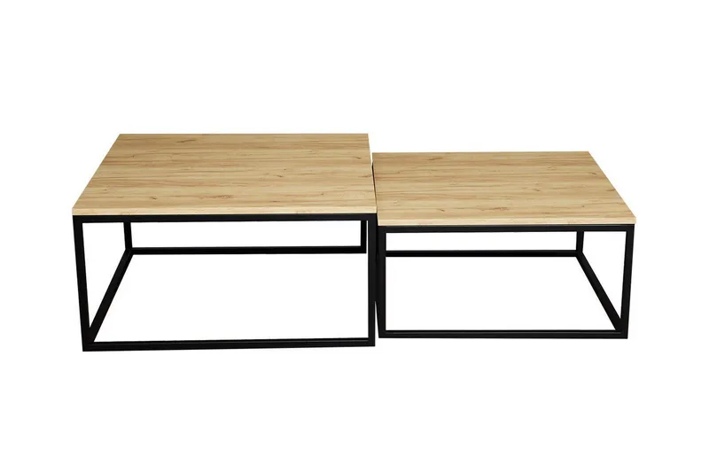 Wardner Kvadratisk Sofabord Settbord 76 cm i Eik, Beige