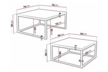 Wardner Kvadratisk Stablebart Salongbord 76 cm i Tre - Hvit - Møbler - Bord - Sofabord & salongbord