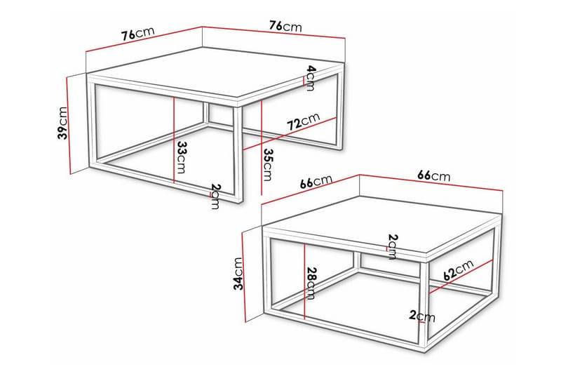 Wardner Kvadratisk Stablebart Salongbord 76 cm i Tre - Hvit - Møbler - Bord - Sofabord & salongbord