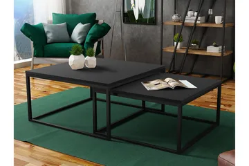 Wardner Kvadratisk Stablebart Sofabord 76 cm i Malt Tre - Sort - Møbler - Bord - Sofabord & salongbord