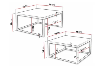 Wardner Kvadratisk Stablebart Sofabord 76 cm i Malt Tre - Sort - Møbler - Bord - Sofabord & salongbord