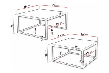 Wardner Kvadratisk Stablebart Sofabord 76 cm i Malt Tre - Svart - Møbler - Bord - Sofabord & salongbord